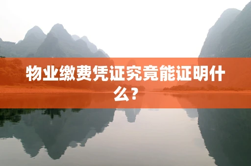 物业缴费凭证究竟能证明什么？