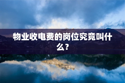物业收电费的岗位究竟叫什么？