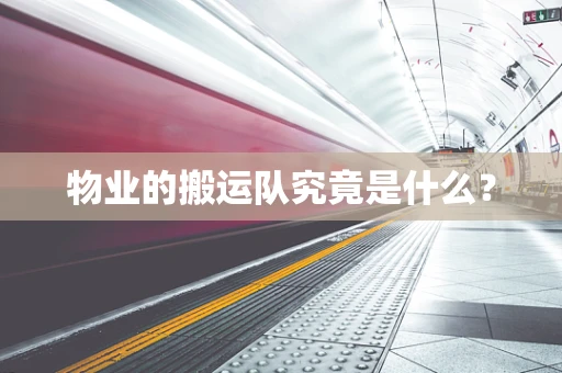 物业的搬运队究竟是什么？
